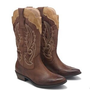 Coconuts Women's Cimmaron Cowboy Boot Size 10 Brown / Beige
